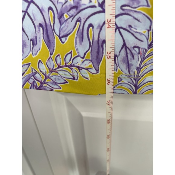 Caribbean Joe Mini Tropical Lightweight T-shirt V-neck Dress Yellow Purple Sz XL - Picture 9 of 10